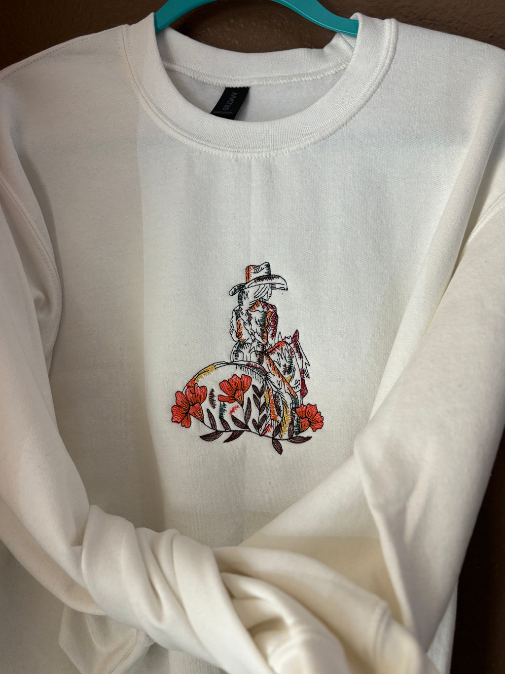 Small fall floral cowgirl crewneck